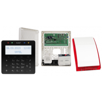 ZESTAW ALARMOWY SATEL INTEGRA 256 PLUS + INT-KSG2R-B + OPU-3P + AWT800 + 17Ah + SYRENA SP-4001R